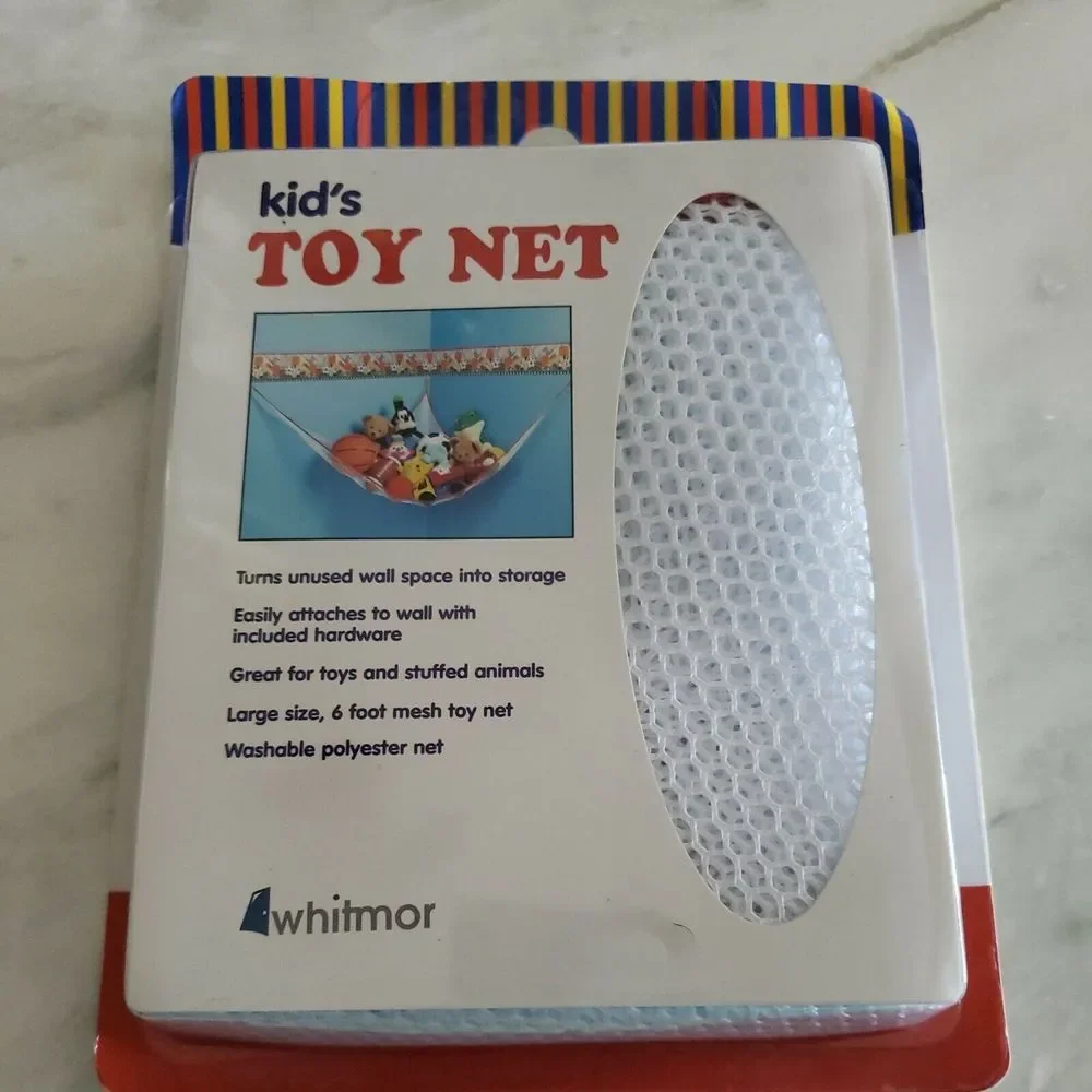 Whitmor‎ 6ft Mesh Fabric Toy Net 1 pk white w red trim